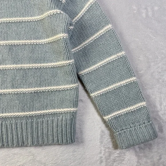 Garnet Hill 100% Recycled Cashmere Turtleneck Sweater Women's XS Blue Striped - Picture 8 of 13